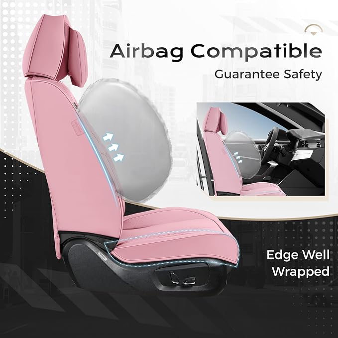Coverado Car Seat Covers, Seat Covers for Cars, Waterproof Leather Auto Seat Protectors, Leather Car Seat Cushion, Car Interiors Accessories Universal Fit for Most Cars - Image 3