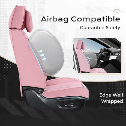 Coverado Car Seat Covers, Seat Covers for Cars, Waterproof Leather Auto Seat Protectors, Leather Car Seat Cushion, Car Interiors Accessories Universal Fit for Most Cars - Image 3