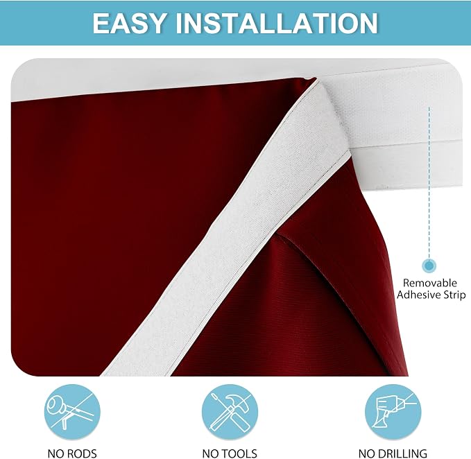 RYB HOME Kitchen Window Curtains Stick on Small Curtains for Back Door | Blackout Door Window Curtains,Classroom French Door Front Door Bathroom Garage, Mini Blinds no Drill, W26 x L40, 1 Panel - Image 2