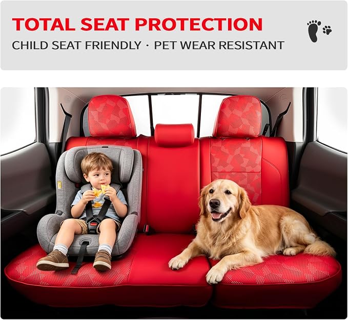 Car Seat Covers for Toyota Tacoma 2016-2023 3rd Gen, Red Camo | Custom Fit Waterproof Leather Car Seat Covers Full Set, Full Coverage Protection, Airbag Compatible, Factory Style Upgrade - Image 7