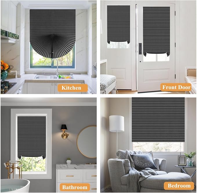 Window Blinds Cordless Blackout No Drill Cut to Size Clip On Stick On Self Adhesive Temporary Blinds Pleated Paper Blinds for Windows Doors Shades for Home Nursery Bedroom Kitchen Bathroom | Non-Woven, Blackout, Easy Install, Self Adhesive, Pleated Win... - Image 7