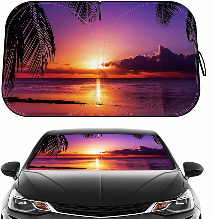 Car Windshield Sun Shade, Foldable Reflective UV Front Sunshade | 57" x 31", Sun Visor Blocks UV Rays & Keep Cool for Cars Interior, Fits Sedans, SUVs & Trucks, Foldable & Easy Storage - Image 2