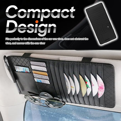 CD Holder for Car,Leather Multi-Purpose Car Visor Organizer Cars CD Holder for Storing CDs/DVD/Card/Pen/Sunglasses,Universal CDs Visor Holders for Cars Interior Accessories - Image 5