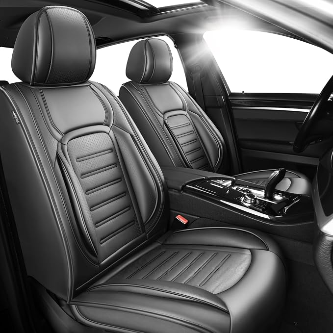 Fit bZ4X Car Seat Covers for Toyota bZ4X 2023-2025 2026 -Premium Leather, Waterproof，Breathable，All-Weather Seat Cushion Protecto & Airbag Compatible, 2 Front Seat Black by Unknown