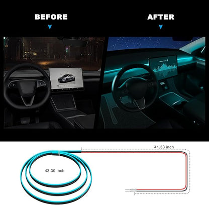 Acrylic Interior Car LED Strip Light with 6mm Sewing Edge - 43.3 inches Ambient Lighting Kits, Neon LED Strip Light(110CM/43.3IN, Ice Blue) - Image 4