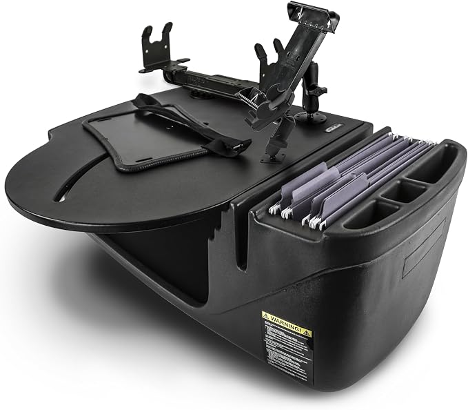 AutoExec AE-RMCD-PM-TAB-PS-BT Roadmaster Car Desk for Your Vehicle Workstation and Mobile Office, Black with Phone Mount, Tablet Mount and Printer Stand | Phone Mount, Tablet Mount, Printer Stand, Vehicle Workstation and Mobile Office by AutoExec