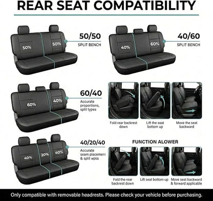 FH Group Automotive Seat Cover Trendy Elegance for Back Seat Begie Car Interior Accessories for SUV, Sedan & Van Universal Fit Combo Rear Seat Cover Split Bench Car Seat Protector for Dogs and Kids - Image 5