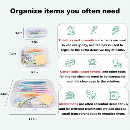 Clear Hard Shell Zipper Case,3PCS Transparent Clear Zipper Pouches,Hard Side Plastic Case Set,Portable Travel Storage Organizer Bins - Image 4