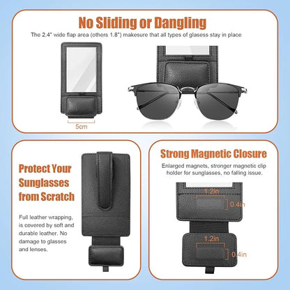 New 2 in 1 Sunglass & Photo Holder for Car, Strong Magnetic Leather Sunglasses Holder, Car Visor Picture Holder Clip, 2026 Upgraded No Fall No Slide Car Visor Accessories - Image 7