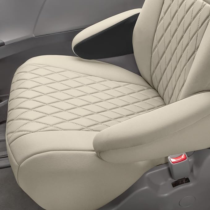 FH Group Custom Fit Car Seat Covers Specifically Made for 2011-2020 Toyota Sienna 7 Seater with Ultraflex Neoprene Water Resistant Automotive Seat Covers - 2nd Row Solid Beige - Image 6