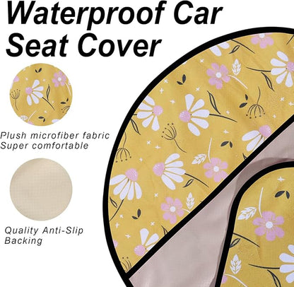 Sweat Towel Car Seat Cover Protector Front Seats for Gym Workout, Running, Swimming, Beach and Hiking, Waterproof Universal Seat Cover for Car, Trucks, Van & SUV (2, Chamomile, Front) - Image 4