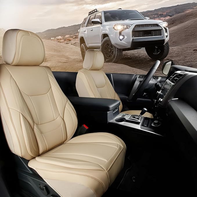 Coverland Premium Car Seat Covers Front Seats Waterproof Interior Protector | Interior Protector Airbag Compatible for Escalade, Sonora, Suburban, Tahoe, Yukon, H2 [Beige - Size Chart A36] by Coverland