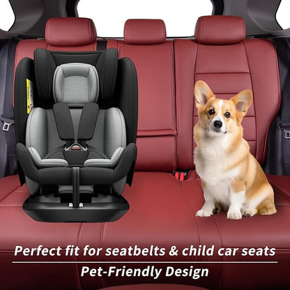 coverdream Full Set Leather Seat Covers for Toyota Corolla 2023-2026 LE Sedan(Not fit Hybrid),Airbag Compatible,Waterproof Car Seat Protector,Fit Like A Glove(Win red) - Image 7
