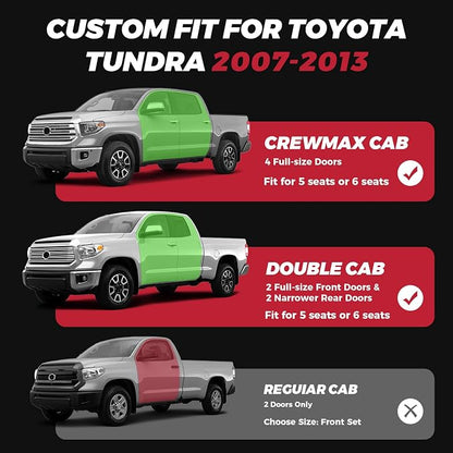 FREESOO Custom Leather for Toyota Tundra Seat Covers 2007-2013 Crewmax Cab | Fit for Crewmax Cab 5 Seats, Full Set, 60/40 Split Bench, Faux Leather, for Truck Toyota Tundra Accessories, BlackGrey - Image 2