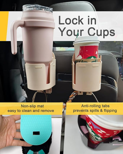 Headrest Cup Holder for Back Seat, Stable Spill-Resistant Drink Holder with Hooks for Bags, Fits 50oz Bottles, Compatible with Sedans, SUVs, and Trucks 2 Pack - Image 4