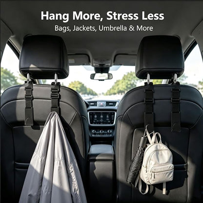 4 Pack Headrest Hooks for Car, Adjustable Purse Hook, 110 LBS Heavy Duty, Vehicle Seat Back Organizer for Purses, Bags, Handbags, Easy Install ﻿(Black) - Image 4