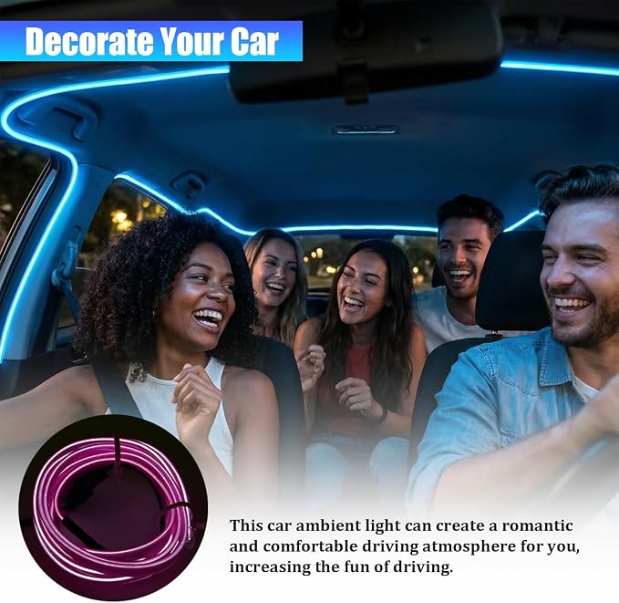 Car LED Strip Lights, 9.84FT 5V Waterproof Flexible Vehicle Ambient Lighting Kits with USB Port, Automotive Lamp Strips Decorations, Universal for SUV Automobile Truck (Purple) - Image 5