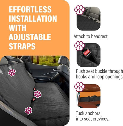 Beige XL Dog Car Hammock Back Seat Cover, Waterproof Backseat Cover Protector for Truck Bench Rear of Sedans or SUVs, Essential Pet Supplies Vacuum or Wipe Clean, Machine Washable - Image 3