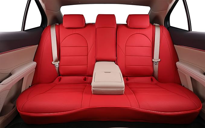 EKR Car Seat Covers for Toyota Camry 2018-2024 (Gas),Full Set | Custom Fit for Toyota Camry L/LE/SE 2018-2024 & SE Nightshade 2020-2024,Factory-Style Upgrade-Faux Leather(Red) - Image 5