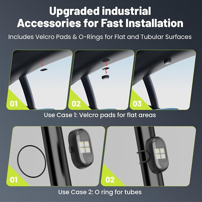 Wireless LED Lights for Car 4PCS, Interior Car Lights with Remote, USB-C Charging Strobe Lights, 80H Battery 8 RGB Colors IP65 Waterproof Ambient Lighting Car Accessories for Trucks Motorcycles Bike - Image 4