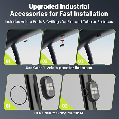 Wireless LED Lights for Car 4PCS, Interior Car Lights with Remote, USB-C Charging Strobe Lights, 80H Battery 8 RGB Colors IP65 Waterproof Ambient Lighting Car Accessories for Trucks Motorcycles Bike - Image 4