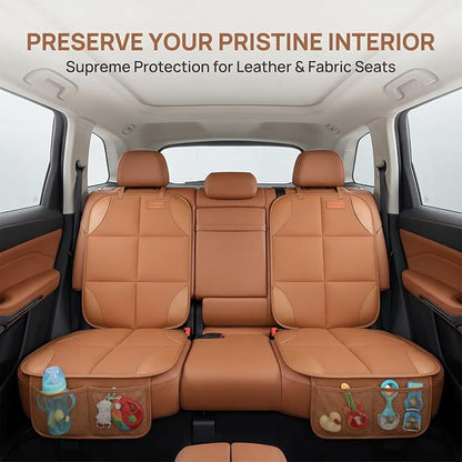 SMART ELF Car Seat Protector 2-Pack, Thick Padding Cushion (Dark Brown) | Baby and Pets for Child Car Seat with Thicily Padded and Non-Slip Backing Mesh Pockets, Universal Size - Sedan SUV Truck - Image 4
