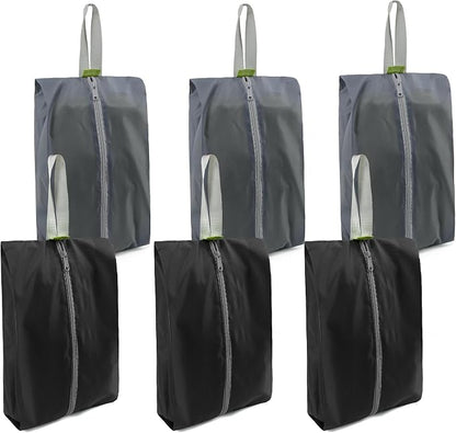 BeeGreen Black Grey Shoe Organizer Set - 6 Pack Shoe Bags For Travel with Zipper Closure and Handle,Stylish and Portable Nylon Shoe Storage for Men and Women's Travel Gifts and Home Storage by BeeGreen