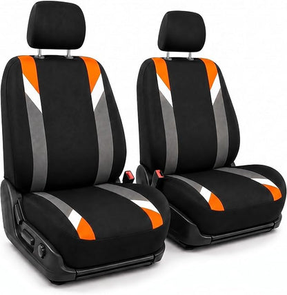 FH Group Front Set Cloth Car Seat Covers for Low Back Car Seats with Removable Headrest, Universal Fit, Airbag Compatible Car Seat Cover for SUV, Sedan, Van, Orange by FHGroup