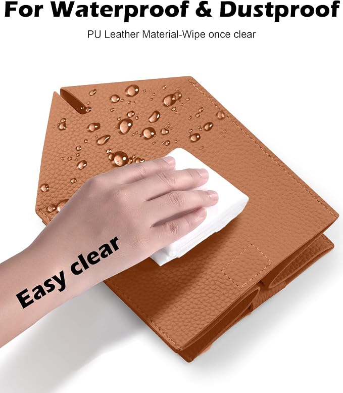 Tissue Box Cover for PU Leather, Modern Simple Solid Color Holder Square Tissue Bag, Ideal for Bathrooms,Office,Car,Nightstand,Outdoor Tent,Dining Table,5"X5"X5", Double Camel - Image 6