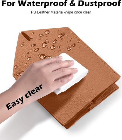Tissue Box Cover for PU Leather, Modern Simple Solid Color Holder Square Tissue Bag, Ideal for Bathrooms,Office,Car,Nightstand,Outdoor Tent,Dining Table,5"X5"X5", Double Camel - Image 6