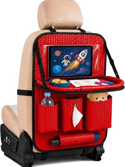 Backseat Car Organizer 1 Pack, Car Back Seat Organizers with Tray,Multifunctional Car Seat Back Organizer with Foldable Tablet Holder (Red, 1 PC) by QIANKUNCaraccessories