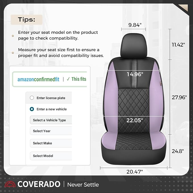Coverado Car Seat Covers Full Set, Automotive Leather Seat Covers for Car，Universal Fit Front Back Seat Cover, Non-Slip Waterproof Breathable Car Seat Protector - Image 8