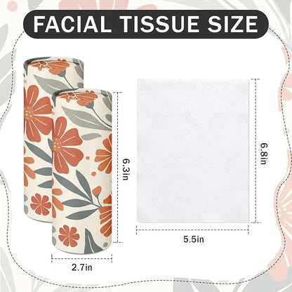 Arttown Car Tissue Holder for Cup Holder Facial Tissues 12 Pack Boho Floral | Bulk 3-Ply,Refillable Marble Print Cylinder Tissue Boxes,Fit Car Home Office School (600 Sheets Total,50 Sheets Each) - Image 2