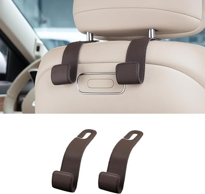 2 Pack Purse Holder for Car, Universal Leather Car Seat Hook, Car Organizer | Extra Wide & Deep Hook; Soft Leather Wrapped; Flexible Hanging Design by IRROMI