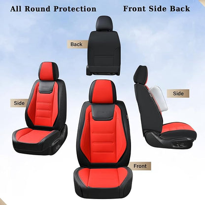 Coverado Car Seat Covers, Front Covers for Cars, Car Seat Cover Front Seats, Car Seat Protector Waterproof, Leather Car Seat Cushion, Universal Interior Covers Seat Protectors for Most Cars Black-Red - Image 7