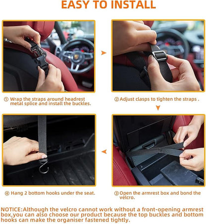 WLLWOO Car Net Pocket Organizer Purse Holder Console Front Seat Storage | Multi Pocket Car Seat Organize Bag Handbag Holder Between Seats Back Barrier - Image 8