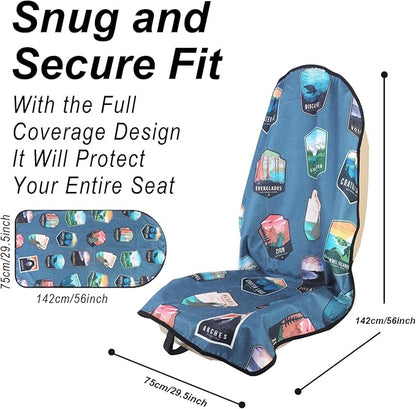 Car Seat Cover Protector Front Seats,for Gym Workout,Running,Swimming,Beach and Hiking,Waterproof Sweat Towel Bucket Seat Covers for Cars SUV Trucks (National Parks, 2Pcs) - Image 3