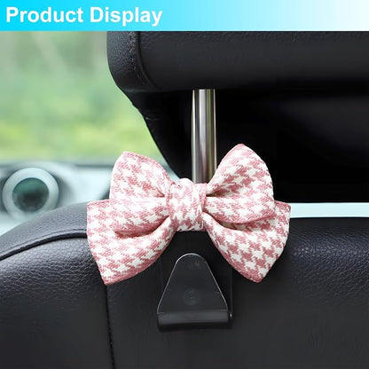 Mandark 2PCS Bow Car Headrest Hooks for Bags, Pink/Small | PVC construction, clip-on installation keeps items off the floor, fits most cars, SUVs, and trucks, car interior accessories - Image 3