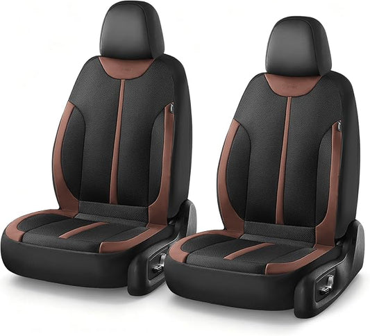 Seat Covers, Car Seat Covers Front Seat, Black&Coffee Seat Covers for Cars 2 Seats, Breathable Car Seat Protector, Front Car Seat Cushion, Automotive Seat Covers Universal Fit for Most Cars SUV Trucks by FLORICH