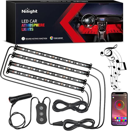 Nilight Car Interior Lights with APP Control 16 Million RGB Colors Strip Lights with Music Sync Mode and Multiple Scene Options for Cars Trucks SUVs by Nilight