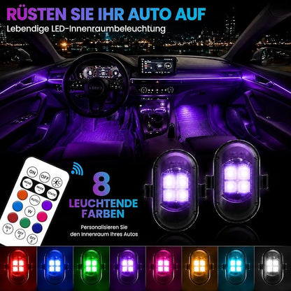 Upgraded 4PCS Mini Car Wireless LED Strobe Lights with Remote Control Wireless LED Lights for Car Motorcycle Bicycle Bike USB Rechargeable 8-Color Car Ambient Lighting Car Led Lights Interior - Image 3