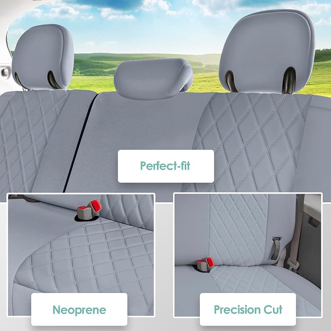 FH Group Custom Fit Car Seat Covers Specifically Made for 2011-2020 Toyota Sienna 7-8 Seater with Ultraflex Neoprene Water Resistant Automotive Seat Covers - 3rd Row Solid Gray - Image 4