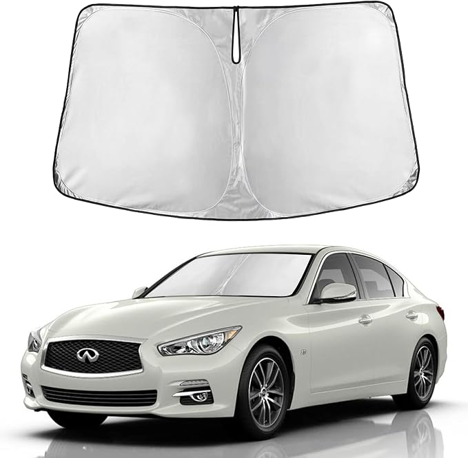 Autovir Windshield Sun Shade Fit for 2014-2022 2023 2024 Infiniti Q50 | Sunshade, Front Car Window Shades Sun Visor, Blocks UV Rays & Heat, Car Accessories by Autovir
