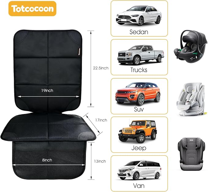Car Seat Protector 2-Pack with Custom Zipper Storage Bag — Thickest Padding Seat Cushion Mat, 600D Oxford Waterproof Fabric, Non-Slip Backing, Mesh Pockets - Image 6
