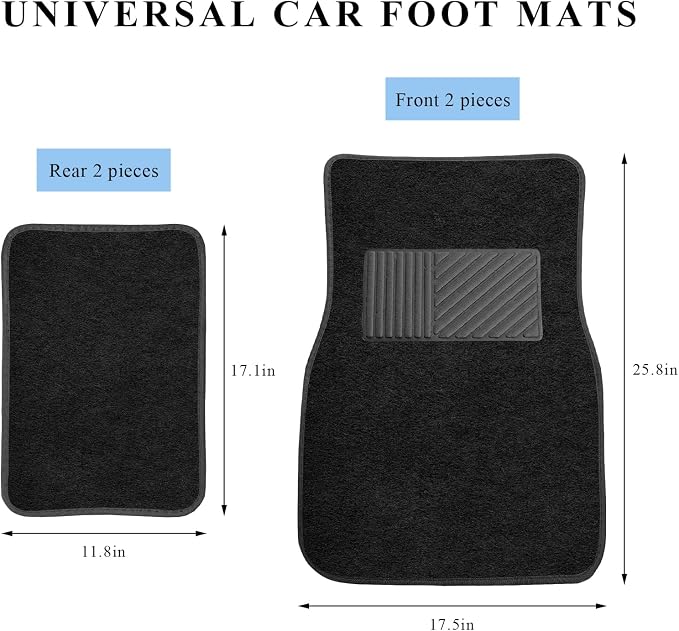 4PCS Car Floor Mats, Waterproof Non-Slip Car Floor Liners with Safety Heel Pad, All-Weather Wear-Resistant Mats Heavy Duty Universal Carpets for Truck SUV Van Sedan (Black) - Image 2