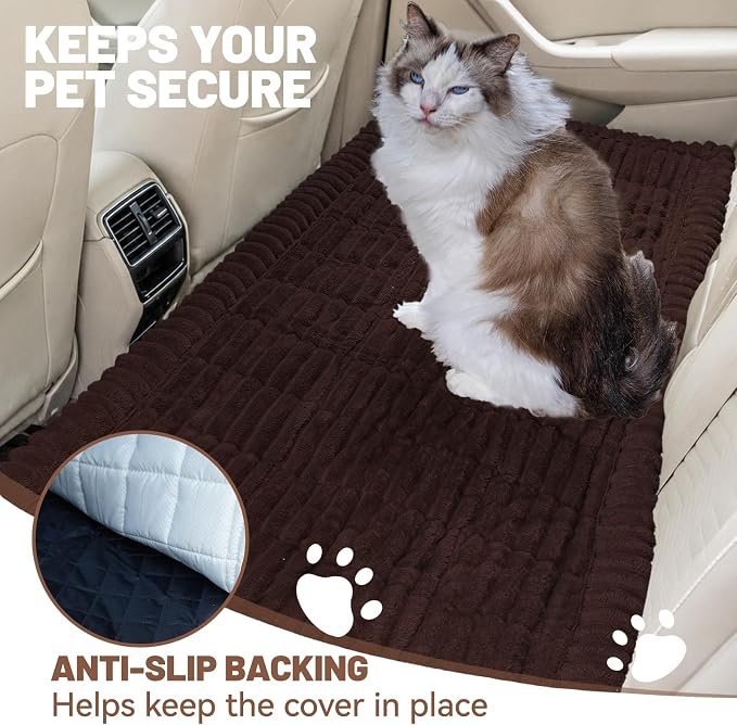 Dog Car Seat Waterproof Bed Cover Back Seat Dark Brown 23.6”x51” | Nonslip Soft Comfortabl Pet Bed Mat Car Blanket for Travel Backseat Extender Seat Covers Dog Bed for Cars Trucks and SUVs - Image 3