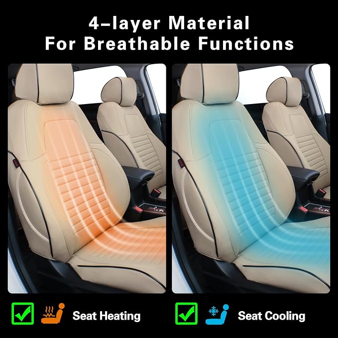 EKR Car Seat Covers for Honda CRV 2012-2014 LX Leatherette Full Set | Custom Fit for Honda CRV 2012 2013 2014 LX ,Factory-Style Interior Upgrade,Faux Leather(Beige) - Image 6