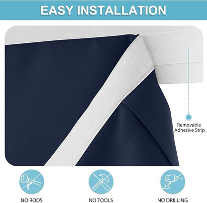RYB HOME Classroom Door Window Cover, Blackout Door Curtain No Drill | Emergency Lockdown Shade for School Door Window, Room Darkening Block Views, Office Door Curtain, W8 x L36, Navy, 1 Panel - Image 2