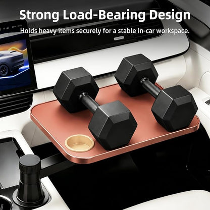 360° Rotating Car Desk Tray for Laptop & Food, Fits Tesla Model Y/3/S | 360° Rotating Car Desk, Premium Leather, Cup Slot, Adjustable for Laptop & Food, Fits Tesla Model Y/3/S & Most Cars - Image 3