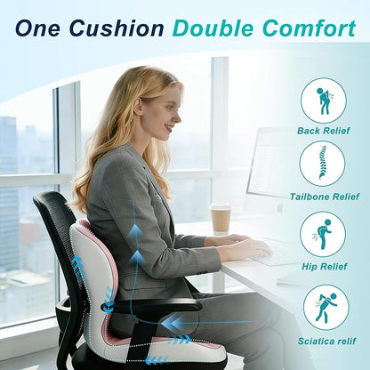Seat Cushion for Office Chair, Ergonomic Cushion with Lumbar Support Pillow | Orthopedic Memory Foam Coccyx Cushion for Tailbone & Sciatica Pain Relief, Ideal For Office Chairs, Car Seats, Wheelchairs - Image 4